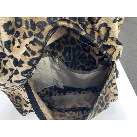 Vintage JanSport High Stakes TRS7 Leopard Animal Print Fuzzy Fabric Backpack - Picture 12 of 15